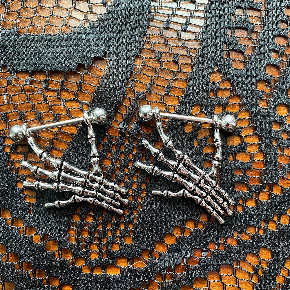Skeleton Hand Nipple Jewelry
